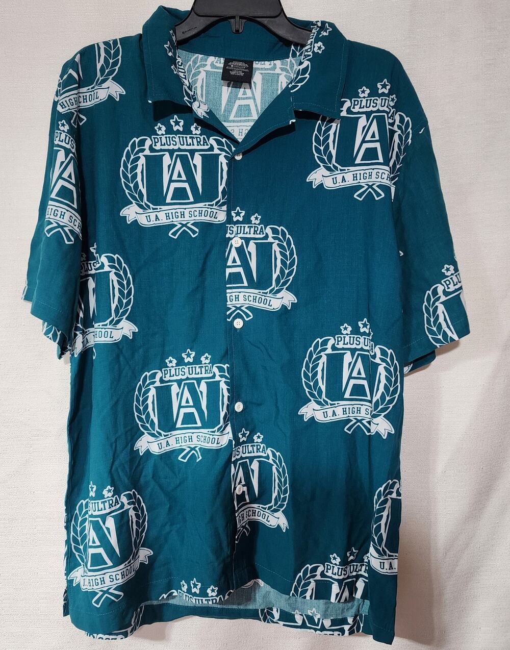 Plus ultra U.A. High school button down short sleeve shirt men's Large